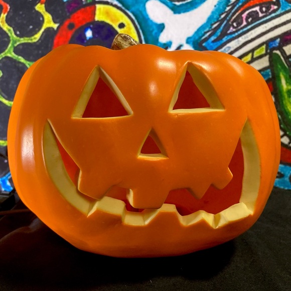 Vintage Pumpkin Jack O Lantern Lighted Halloween Fall Decor 6.5" - Picture 5 of 14